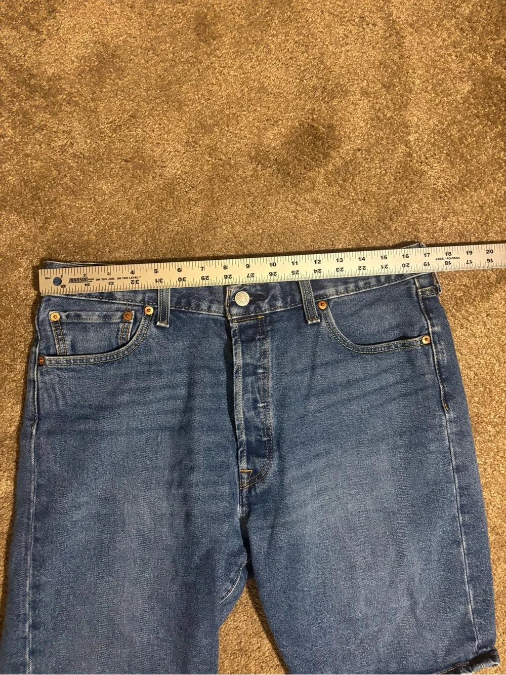 Levi’s 501 Men’s Denim Shorts W36 Blue Cut Off Jean Shorts Button Fly Waterless